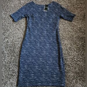 NWT Lauren Ralph Lauren Grey/Blue Multi Printed Bodycon Dress Sz 6